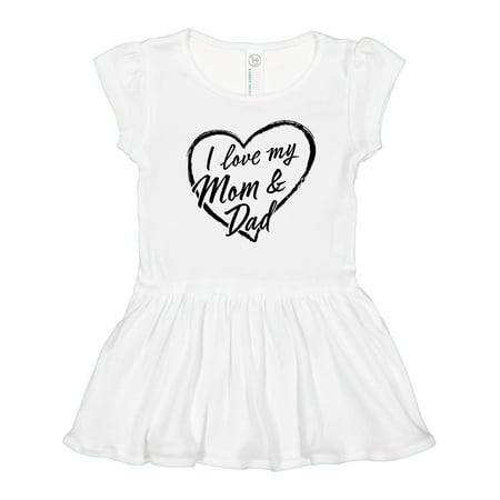 

Inktastic I Love My Mom and Dad in Black Chalk Heart Girls Toddler Dress