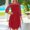 Red, variant on TAIAOJING Women's Dress Plus Size Summer Dresses Hollow Out Long Sleeve Mesh Midi Dress Casual Party Short Dress
