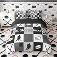 thumbnail image 3 of Erosebridal Eat Sleep Hockey Check Twin Bedding Sets, Sport Bedding Comforter Set for Boys and Men, Black Reversible 7-Piece, 3 of 6