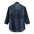 thumbnail image 3 of Caqnni Mens Linen Long Sleeve Cuban Shirt Casual Summer Beach Button Up Shirts (Blue,XL), 3 of 4