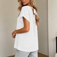 thumbnail image 5 of cfhntfmh Womens Summer V Neck Tops Short Sleeve Sweaters Knit Casual Plus Size Shirts Hollow out Lace Back with Drawstring Trendy Boho Tops, 5 of 7