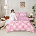 thumbnail image 4 of Manfei Letter Monogrammed J 3 Pieces Queen Comforter Set,Kawaii Butterfly Bowknot Ultra Soft Bedding Sets,Pink Bling Glitter Bedding Comforter Set,Ultra Soft Home Decor,Reversible, 4 of 8