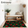 thumbnail image 3 of ODIKA 2'x3' Machine Washable Non-Slip Area Rug, Festive Holly Berry Needle Kit with Traditional Holiday Motifs High Traffic Rug with Pad, Red, 643250, 3 of 8