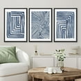thumbnail image 2 of Wall26 Framed Prints Canvas Wall Art Set of 3 Navy Blue Stripe Polygon Pattern Collage Abstract Geometric Illustrations Decorative Bohemian Multicolor Home Wall Decora - Black 16"x24"x3, 2 of 5