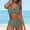 Green, variant on QUNYINEY Spaghetti Straps Women's Swimwear Bikinis V Neck Solid Bathing Suit Two Piece High Waisted Swimsuit Sets