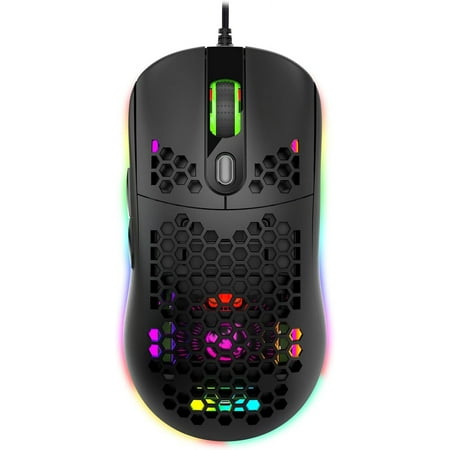 

ZAGHNRENJ Wired Gaming Mouse 6 Programmable Buttons Customizable RGB Lighting Ergonomic Computer Mouse with Micro Switches for Laptop Gamer (Black) ABR-759