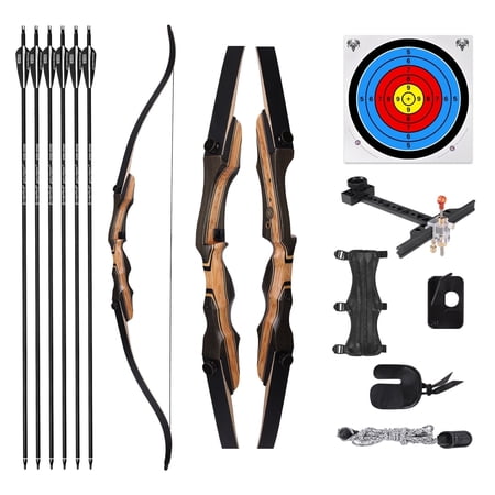 Archery Takedown Recurve Bow 62 inch for Adults Beginners Teens & Youth,Right & Left Handed 20-50lbs Draw Weight ,Wooden Archery Set for Outdoor Target Practice & Hunting