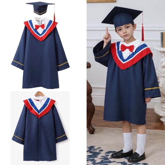 Girls Boys Kindergarten Graduation Cap and Gown Graduation Blue Cap and Gown Graduation Dress Outfit 4-5 Years