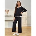thumbnail image 4 of Richie House Women's 2 Piece Sweatsuits Long Sleeve Knit Sweater Wide Leg Pants Outfits RHW4072-C-M, 4 of 5