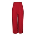 thumbnail image 2 of Qiylii Wide Leg Pants for Women High Waisted Pants Solid Color Loose Fit Casual Business Work Pants with Pockets, 2 of 5