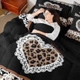 thumbnail image 4 of jejeloiu Cute Cartoon Loves 7-Piece Twin Bedding Sets,Kawaii Leopard Print Bedding Comforter Set,Black Brown Sheet Sets For Teens,Super Cozy Room Decor Reversible, 4 of 8