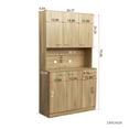 thumbnail image 3 of Bellemave Freestanding Kitchen Pantry Cabinet, Cupboard with 6 Doors, 1 Open Shelf and 1 Drawer, Buffet Sideboard with 2 Cable Holes, Tall Wardrobe for Bedroom（Oak）, 3 of 12