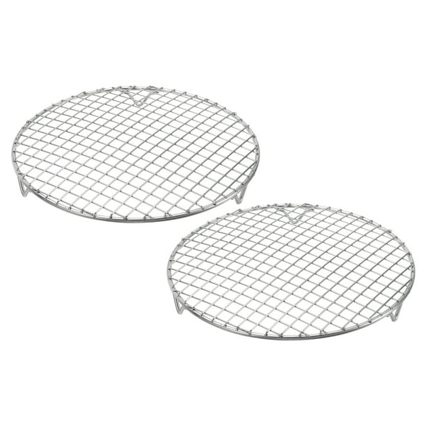 Uxcell 2 Pcs Rejilla de Cocción Redonda con Patas, Diámetro 9.4 Pulgadas Parrilla de Acero Inoxidable 304 para Cocción Horneado Barbacoa Rejillas de Freidora de Aire, Plateado