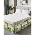 thumbnail image 4 of Spring Truck Bed Skirt King Size 18 Inch Drop, Rustic White Yellow Floral Leaf Butterfly Black Plaid Adjustable Elastic Dust Ruffles Bedskirt for King Bed Wrap Around Pleated Mattress Frame Cover, 4 of 9