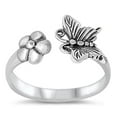 thumbnail image 1 of Open Oxidized Butterfly Daisy Flower Ring .925 Sterling Silver Band Jewelry Female Male Size 6, 1 of 4