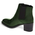 thumbnail image 3 of YDN Women Classic Round Closed Toe Mid Block Heel Chelsea Boots Elastic Pull On Ankle Booties Comfy Dressy Shoes Size 15 Green, 3 of 5