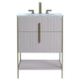 thumbnail image 3 of Fine Fixtures Serenity 24 in. W x 18 in. D x 33.5 in. H Bathroom Vanity in Bright Taupe with Glass Sink top with an 8 in. Widespread Faucet Hole with Satin Brass Hardware, 3 of 4