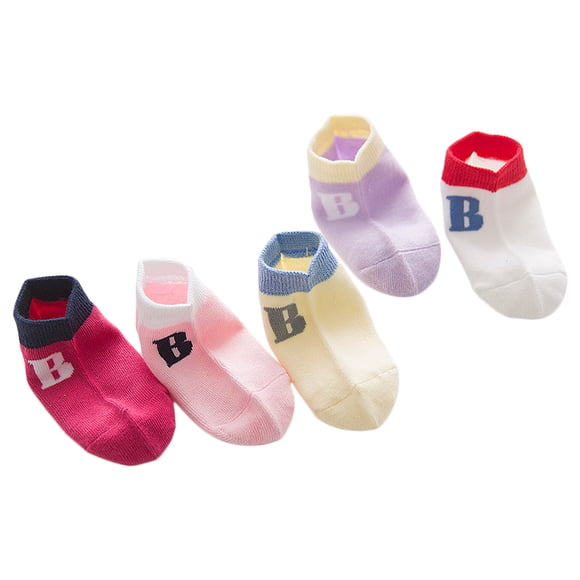5 Pair Unisex Ankle Socks Letter Printed Breathable Cotton Short Cut Socks