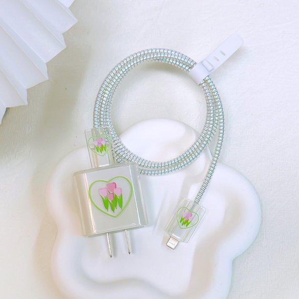 Cubierta De Polvo De Alambre Teléfono Móvil Mate De TPU/Juego De Manga Clara Anti Rotura De Tulipanes/Kit De Funda Protectora De Cargador Kuromi Doraemon De Dibujos Animados/Enrollador De Cable De Dat