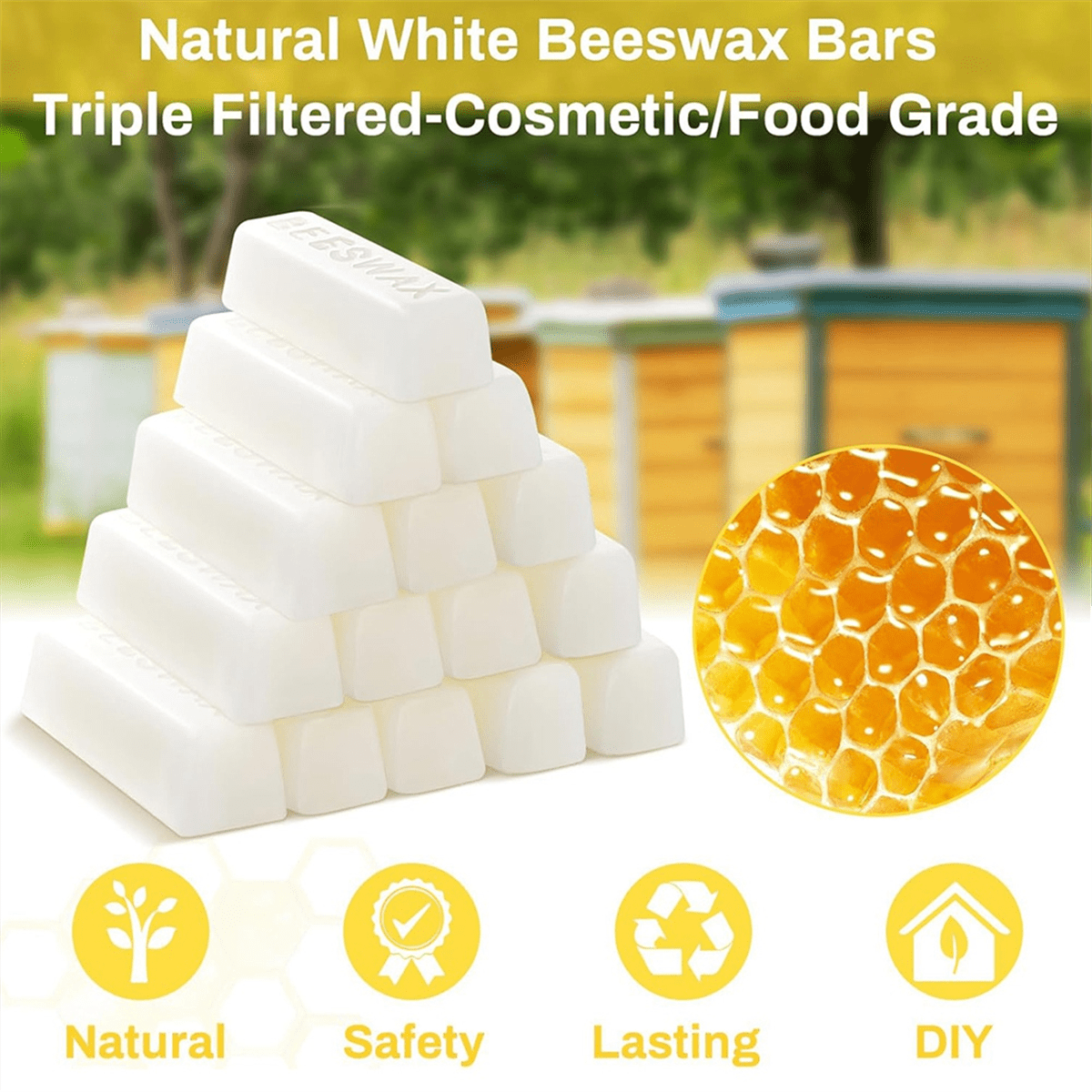 TOP! 24 X 1 Oz White Beeswax Bars Pure Cosmetic Grade Bees Wax Triple-Filtered Bar Natural