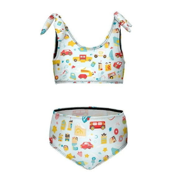 Excavator Fire Truck Racing Girls' 2-Piece Tankini Swimsuit
