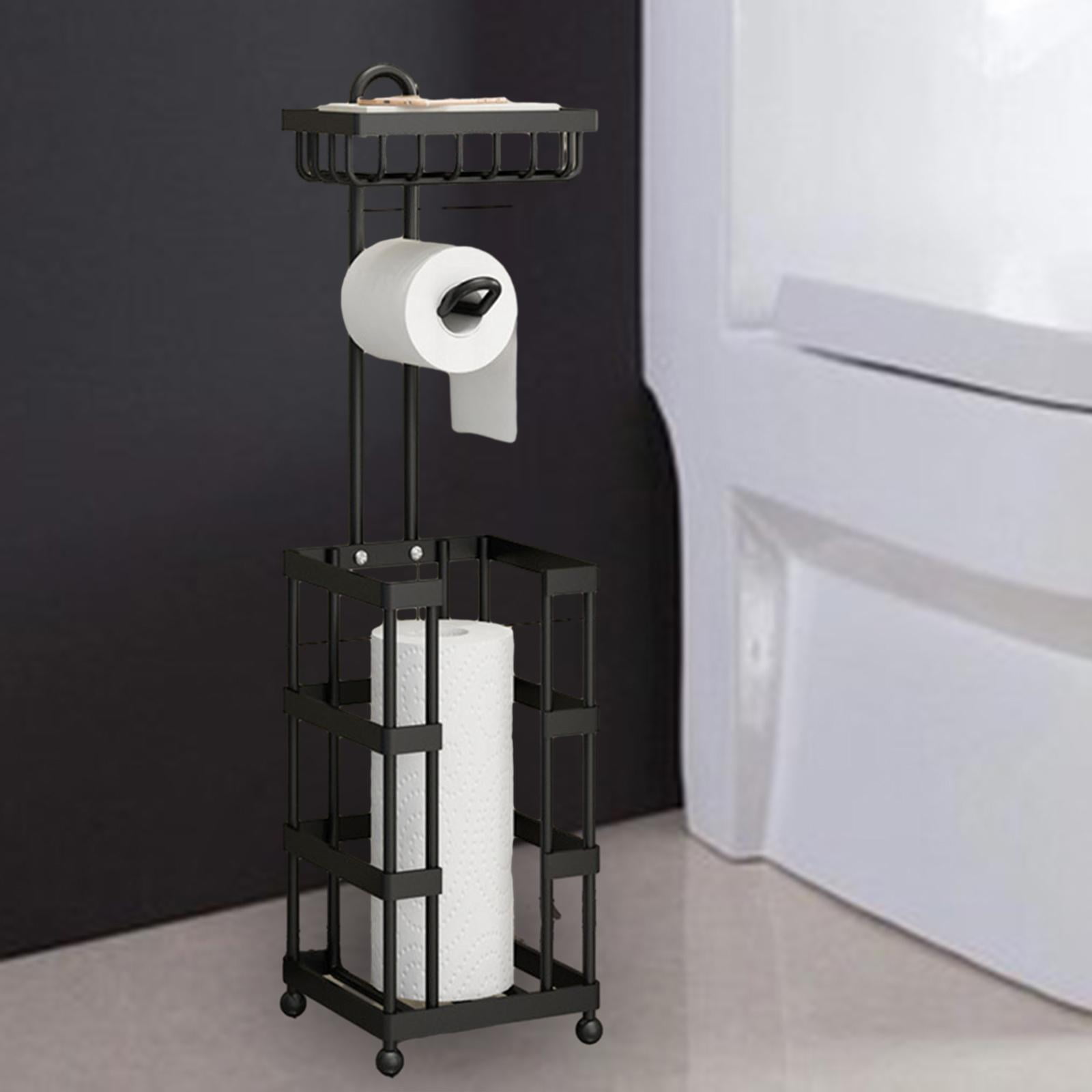 Fiocias Toilet Paper Holder Stand 3 Parts Strorage Carbon Steel Bathroom Accessories for Style A