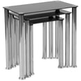 thumbnail image 1 of Tables gigognes en verre noir de la collection Riverside avec pattes en acier inoxydable, 1 of 9