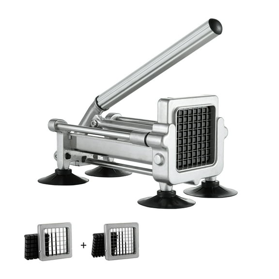 KFFKFF Manual French Fry Cutter with Stainless Steel Blades, Includes 1/2-Inch and 3/8-Inch Options, Equipped with Suction Cups, Ideal for Slicing Potatoes, Vegetables, Cucumbers, and Carrots