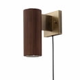 thumbnail image 2 of Tambo Wall Sconce Dark Walnut Wood Finish Weathered Brass Dimmer, 2 of 10