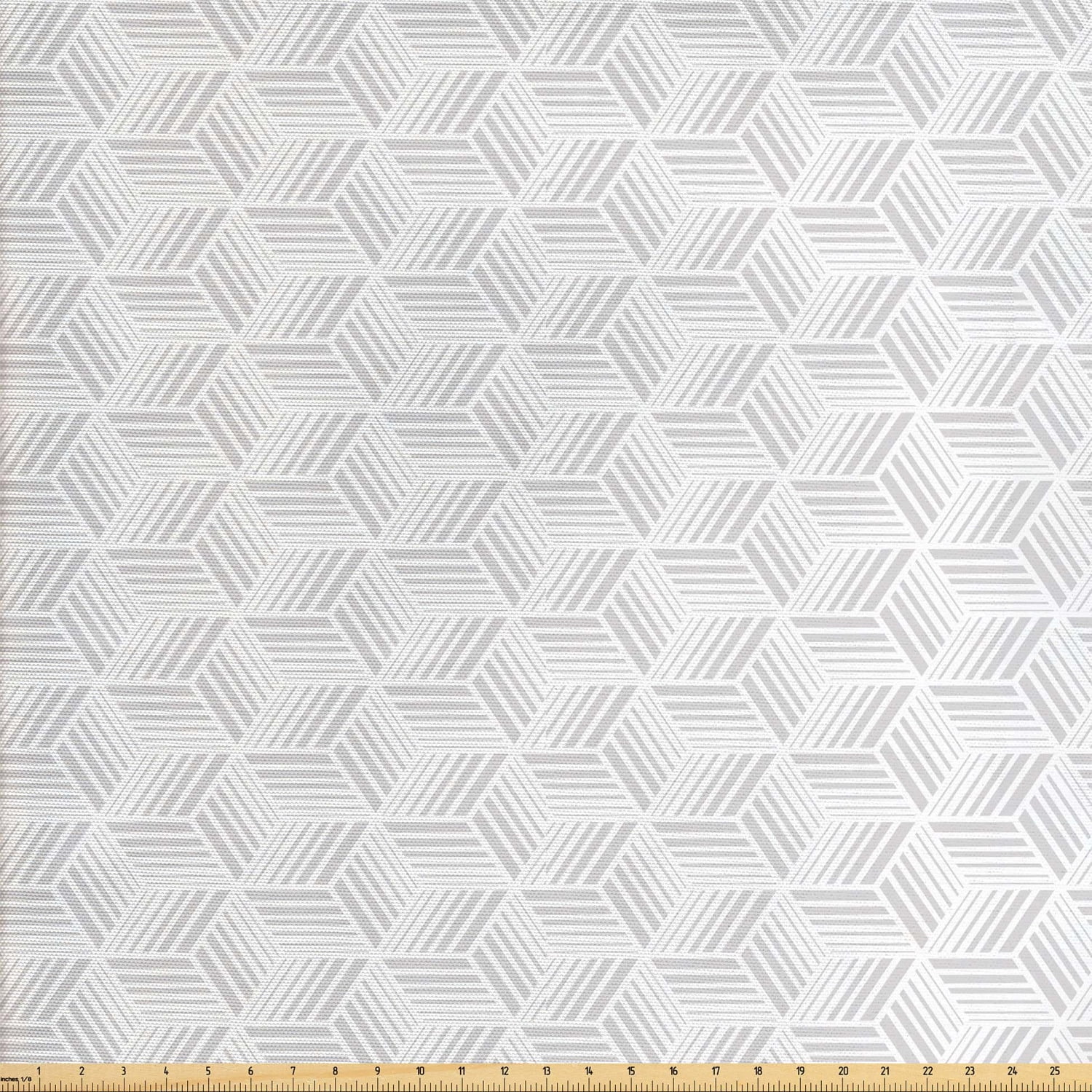 Grey Geometric Fabric by The Yard, Optical Illusion Pattern with