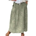 thumbnail image 4 of YUEJUIR Maxi Skirt Women's Retro Floral Art Linen Elastic Waistband Pocket Skirt A Line Skirt Boho Skirt (Army Green,XXXL), 4 of 4