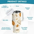 thumbnail image 2 of Yayeee 40oz Stainless Steel Tumbler with Straw and Handle Double-Wall Insulated Travel Water Bottle, Beige Fall Pumpkin, 2 of 8