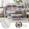 thumbnail image 6 of Independence Day Star Pillow Covers 2 Pack Farm Red Blue White Star Eucalyptus Leaf Linen Pillowcase Waterproof Outdoor Throw Pillow Cover for Patio Garden Square Cushion 18”x18”, 6 of 9