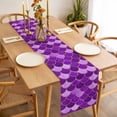 thumbnail image 3 of Purple Fish Scale Table Runner - 60 Inch Long, Kitchen Dining Table Runner Dresser Scarves, Modern Geometric Ombre Abstract Moroccan Farmhouse Decor for Coffee Tables Wedding Party Banquet, 3 of 8