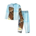 thumbnail image 2 of Disketp Pajamas Set Long Sleeve Sleepwear Womens Button Down Nightwear Pj Sets-Funny Cat Taking A Bath, 2 of 9