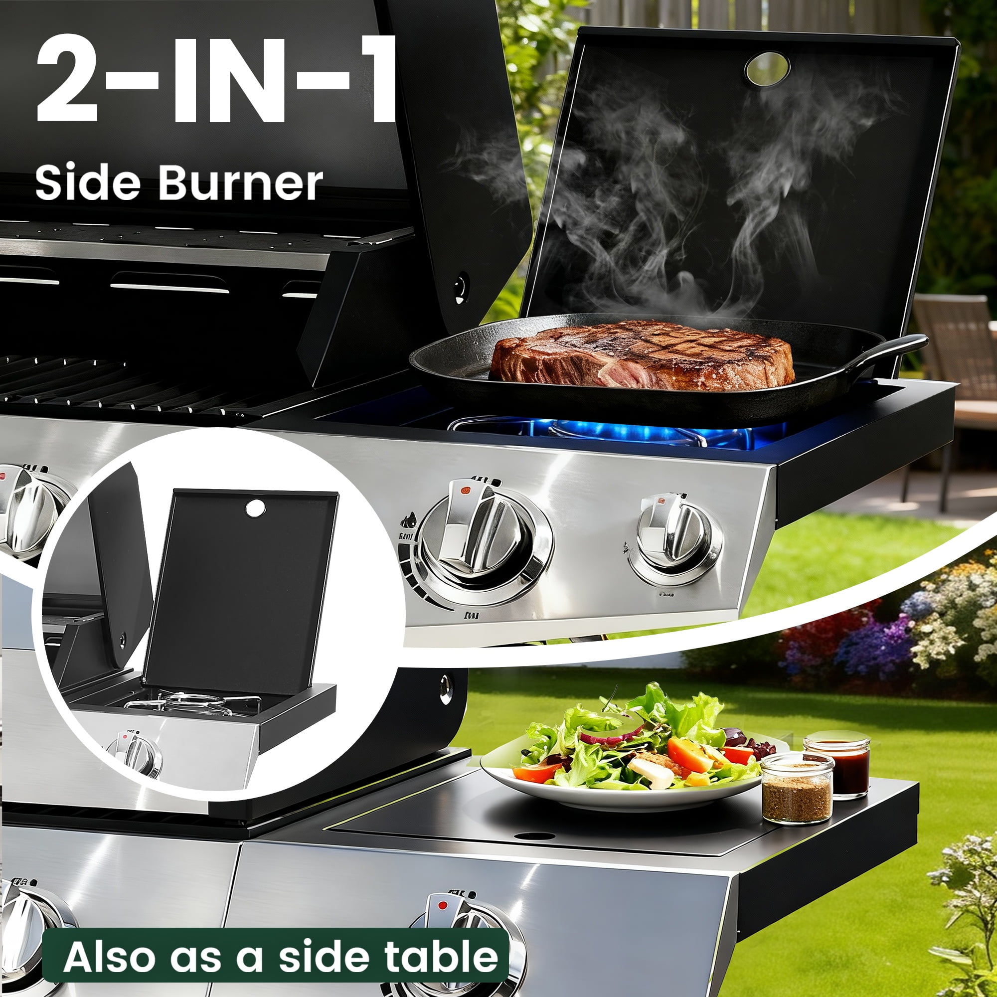 バーベキュー・調理用品 sharidan Seizeen 4-Burner Propane Gas Grill, 51,000BTU Outdoor BBQ Griddle