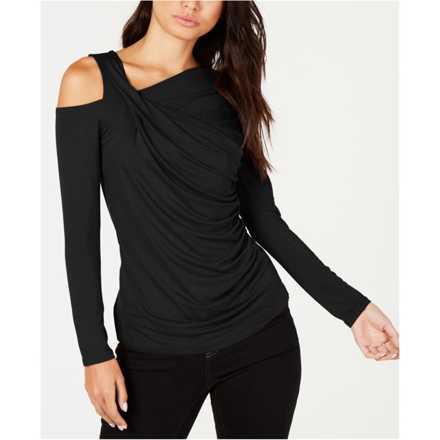 Vince Camuto Blusa con hombros descubiertos fruncidos para mujer, negro, extragrande Vince Camuto Hombro frío