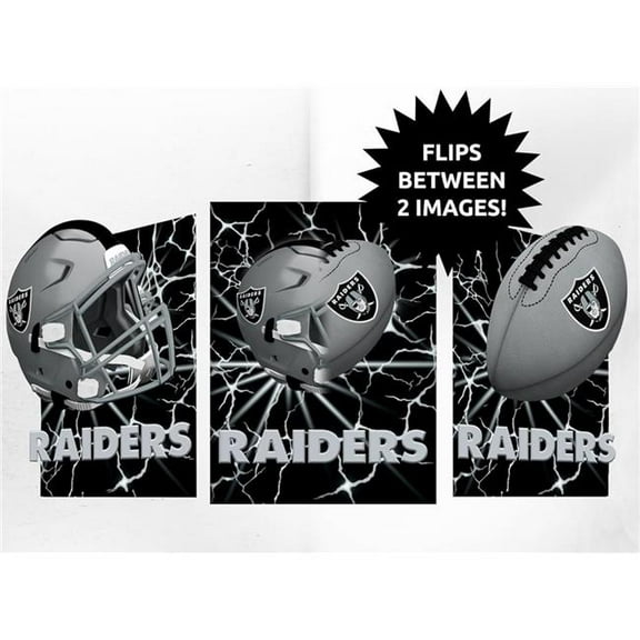 Sporticulture 4033142833 12 x 16 in. Las Vegas Raiders 3D Art Print - Lightning Flip