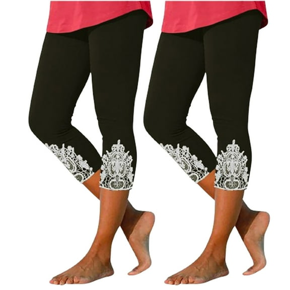 RRMuAzgs 2 Pack Capri Leggings for Women High Waisted Capri Leggings for Women Solid Color Slim Fit Yoga Pants Women Summer Pant