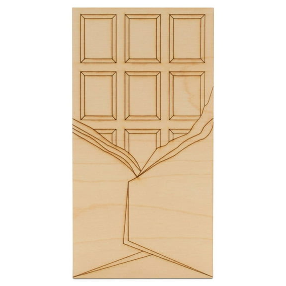 Chocolate Bar Wood Cutouts 6-inch, 1/8 inch Thick, Pack of 5 Chocolate Theme Decorations for Valentines Crafts/Gifts, by Woodpeckers