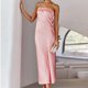 thumbnail image 1 of Vestido Vestido palabra de honor sin espalda con aberturas de satén Ygjytge para Mujer Rosa T S, 1 of 7