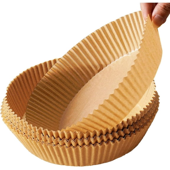 100Pcs/200Pcs 7.9inch Air Fryer Disposable Paper Liner, Non-Stick Food Grade Air Fryer Linners, Oil-Proof parchment paper for Baking Roasting Cooking Frying Microwave Steamer