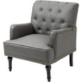thumbnail image 5 of Mid-Century PU Leather Accent Chair, Living Room Lounge Sofa Chair with Black Painted Rubber Wood Feet, Single Club Armchair with Rivet Trim for Bedroom Home Reception, 5 of 7
