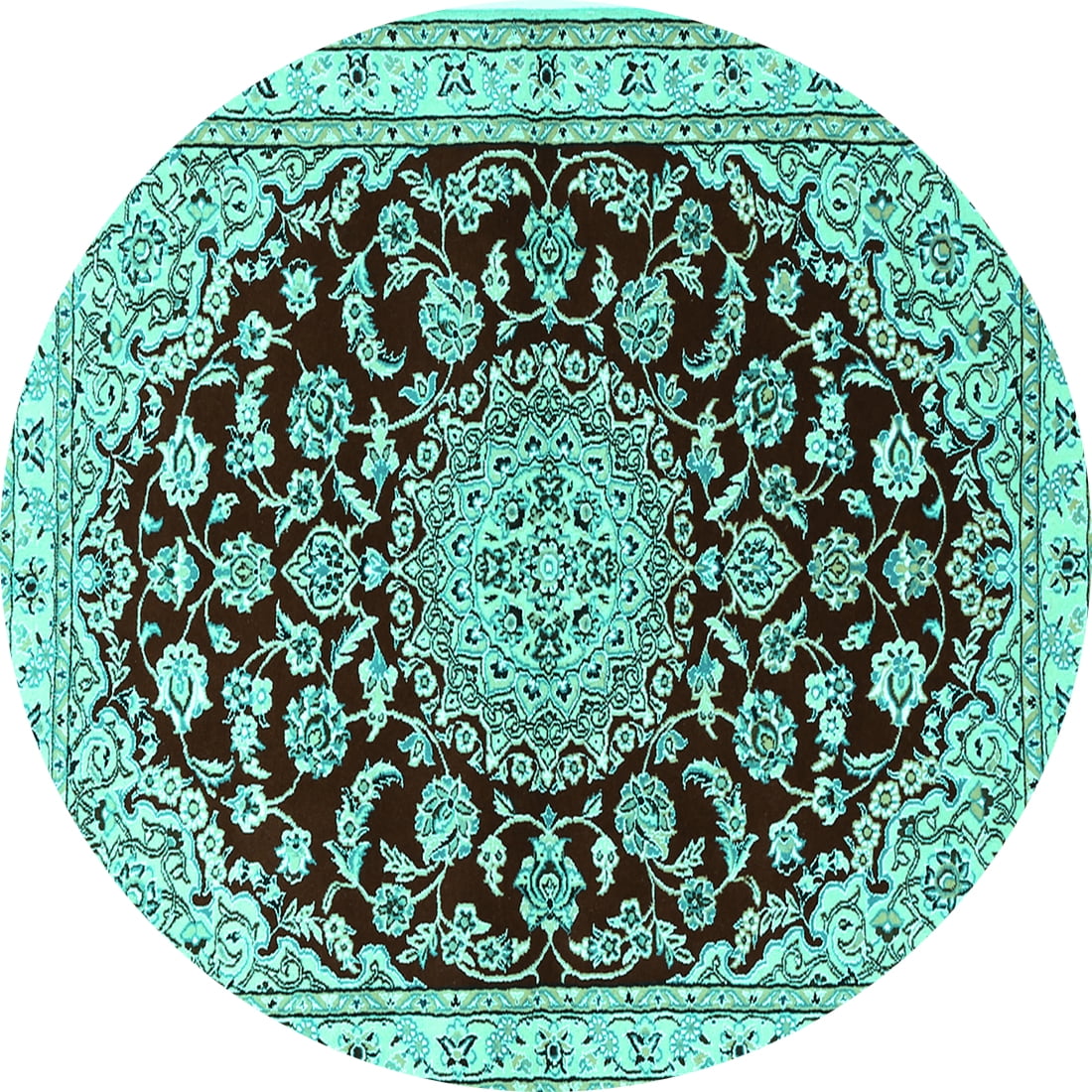 Ahgly Company Indoor Round Medallion Turquoise Blue Traditional Area ...