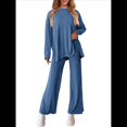 thumbnail image 3 of Conjuntos de Dos Piezas para Mujer, Camisetas de Larga A Juego, Pantalones Anchos y Chándales, Ropa de Otoño. Azul XXL, 3 of 10