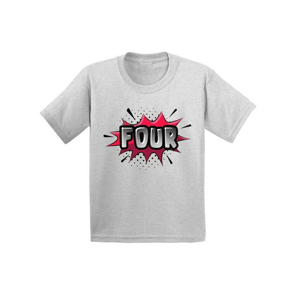 Awkward Styles Happy 4th Birthday Boy Shirt 4th Birthday Girls Shirt Superhero T-shirts for Toddler Birthday 4th Birthday Shirt for 4 Year Old Kids Toddler Superhero Shirts Pop Art Style