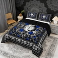 thumbnail image 2 of Erosebridal Boho Sun and Moon Queen Comforter Set, Bohemian Aztec Mandala Bedding Comforter Set, Black Gray Blue, Black Reversible 3 Pieces, 1 Comforter and 2 Pillowcases, 2 of 6