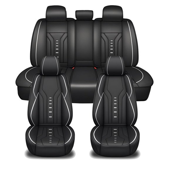 Autoking Cover PU Leather Car Seat Covers Luxurious Full Set Waterproof Leather Seat Protector Black