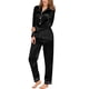 thumbnail image 2 of Pijama de satén de seda para mujer, ropa de dormir de dos piezas, conjunto de Pijama largo de manga larga con botones, 2 of 4
