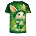 thumbnail image 4 of LEKWK Womens Graphic T Shirts Cute Bunny Leprechaun Crew Neck St Patricks Day Shirt Rabbit Holding Clover Print Short Sleeve Holiday Tee, 4 of 5